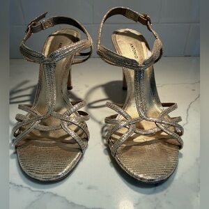 ANTONIO MELANI Metallic Gold Strappy High Heel Sandals